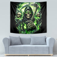 Flame Reaper Skull Tapestry I'm Not Anti Social I'm Just Not User Friendly - Wonder Print Shop