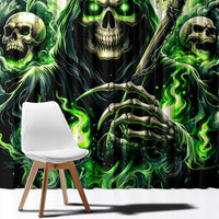 Flame Reaper Skull Window Curtain I'm Not Anti Social I'm Just Not User Friendly - Wonder Print Shop