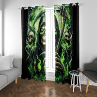 Flame Reaper Skull Window Curtain I'm Not Anti Social I'm Just Not User Friendly - Wonder Print Shop