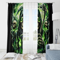 Flame Reaper Skull Window Curtain I'm Not Anti Social I'm Just Not User Friendly - Wonder Print Shop