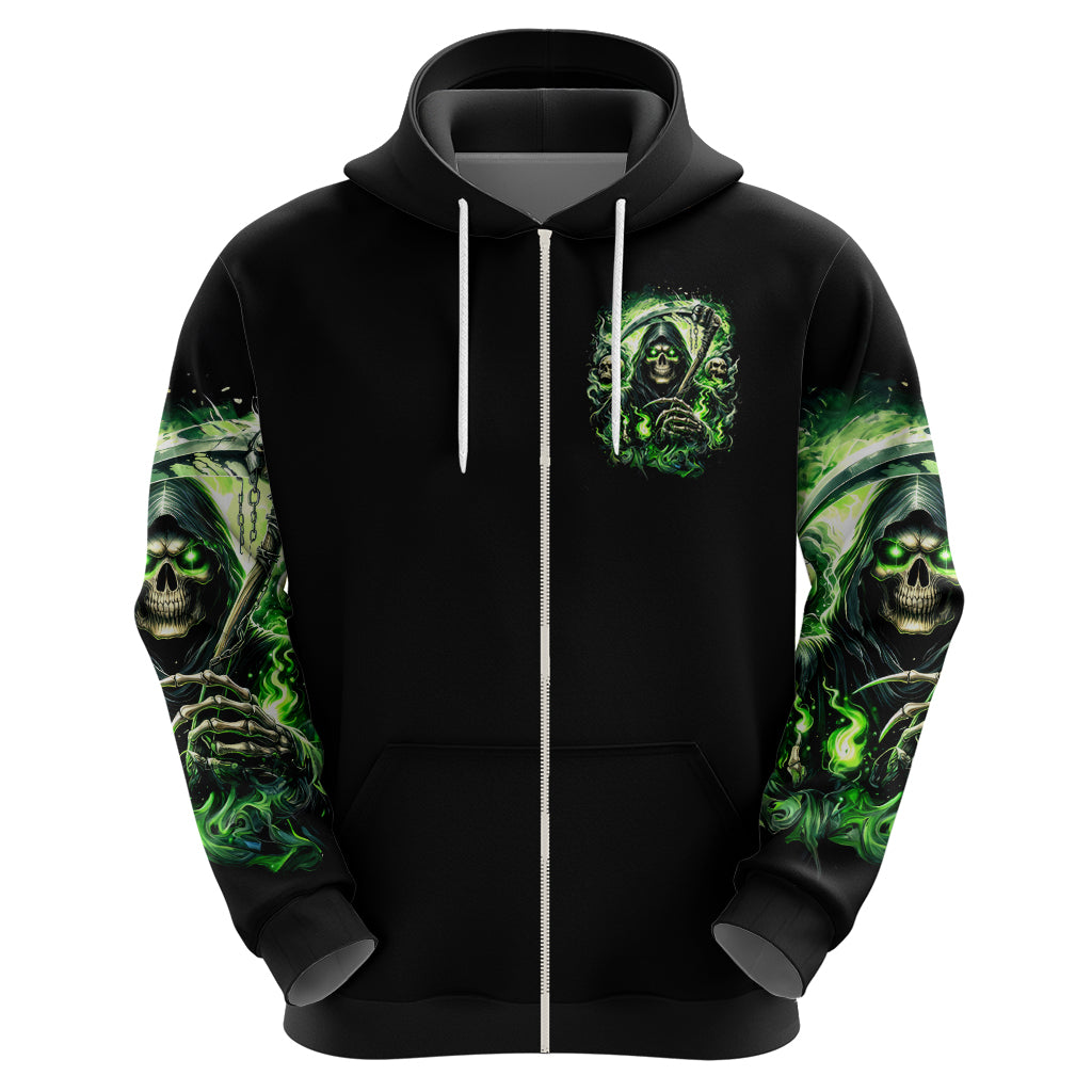 Flame Reaper Skull Zip Hoodie I'm Not Anti Social I'm Just Not User Friendly - Wonder Print Shop