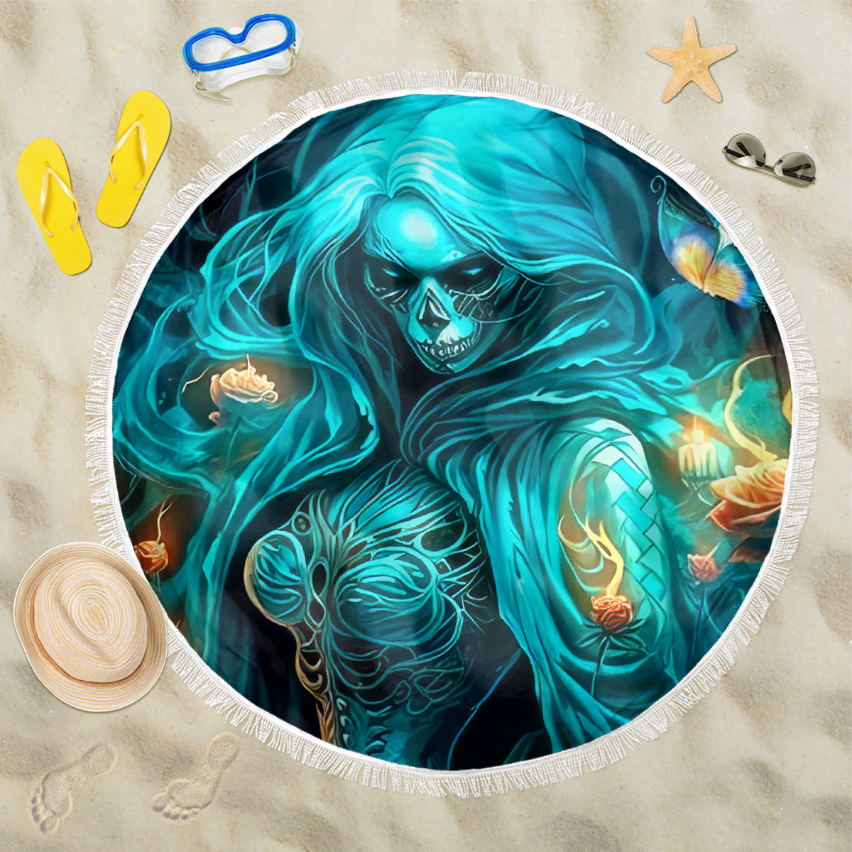 Witch Skull Beach Blanket She Whispered Back Iam The Storm - Wonder Print Shop