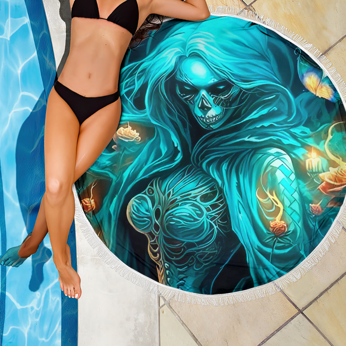 Witch Skull Beach Blanket She Whispered Back Iam The Storm - Wonder Print Shop