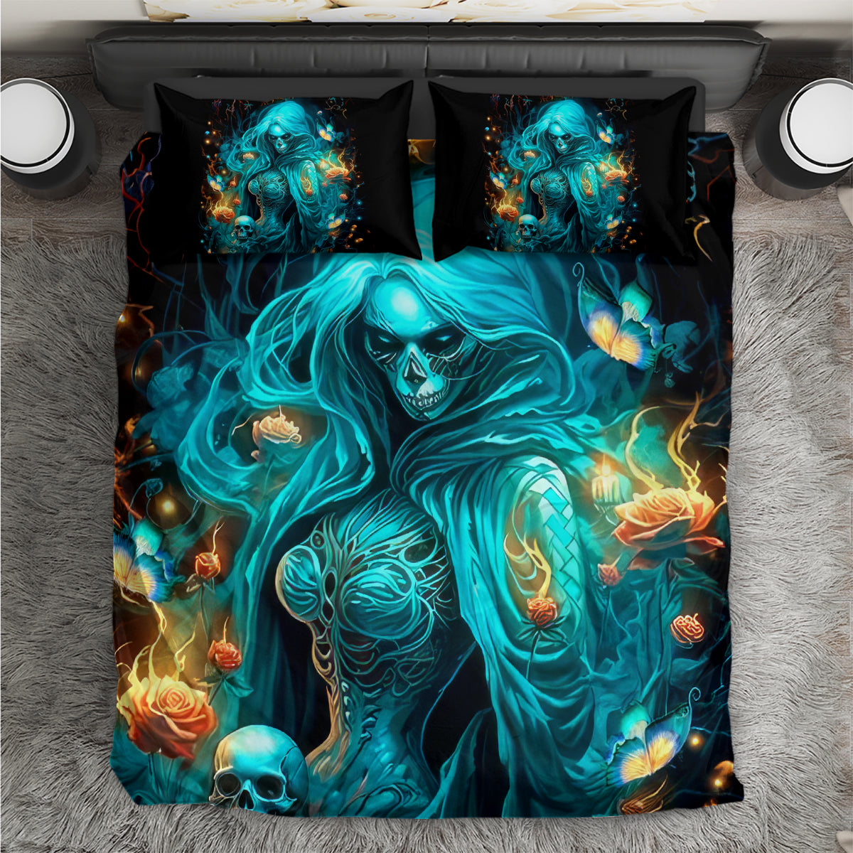 Witch Skull Bedding Set She Whispered Back Iam The Storm - Wonder Print Shop