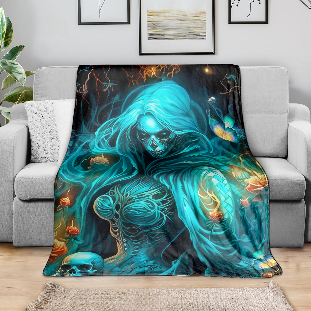 Witch Skull Blanket She Whispered Back Iam The Storm