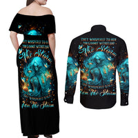 Witch Skull Couples Matching Off Shoulder Maxi Dress and Long Sleeve Button Shirt She Whispered Back Iam The Storm - Wonder Print Shop