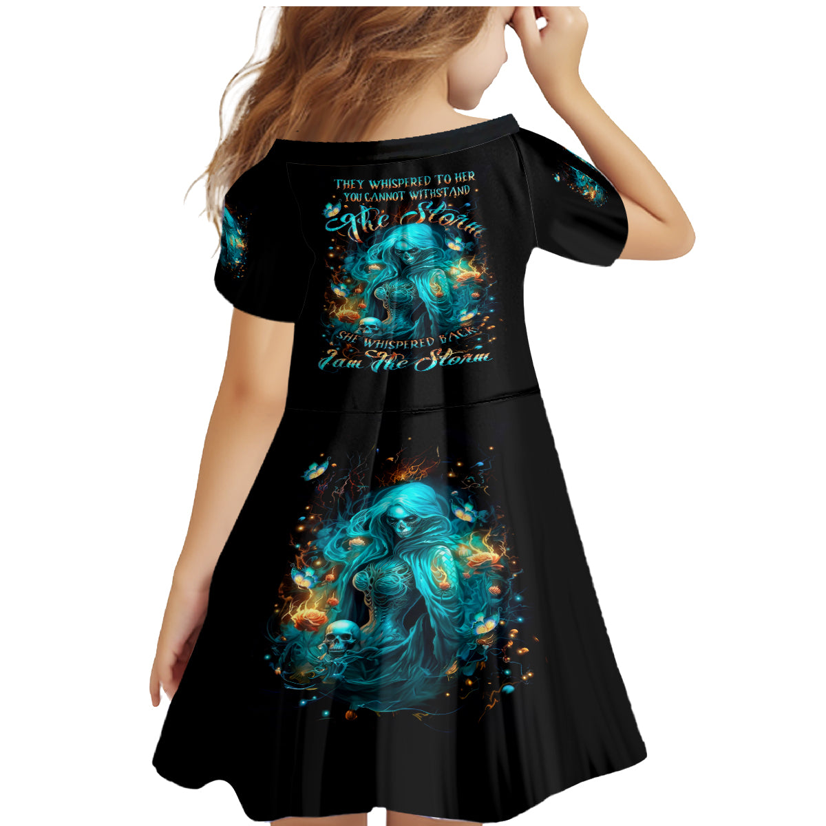 Witch Skull Family Matching Mermaid Dress and Hawaiian Shirt She Whispered Back Iam The Storm - Wonder Print Shop
