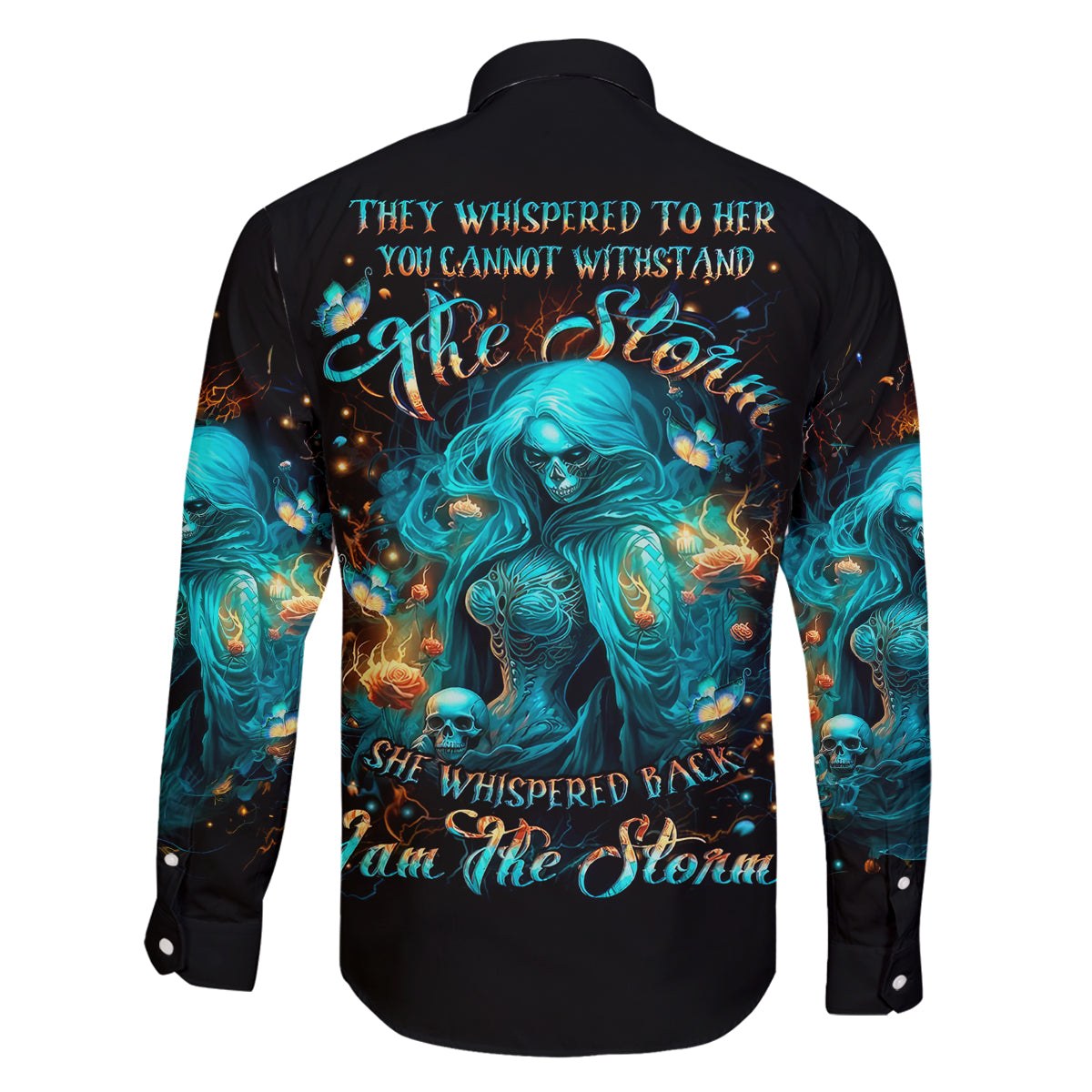 Witch Skull Family Matching Puletasi and Hawaiian Shirt She Whispered Back Iam The Storm - Wonder Print Shop