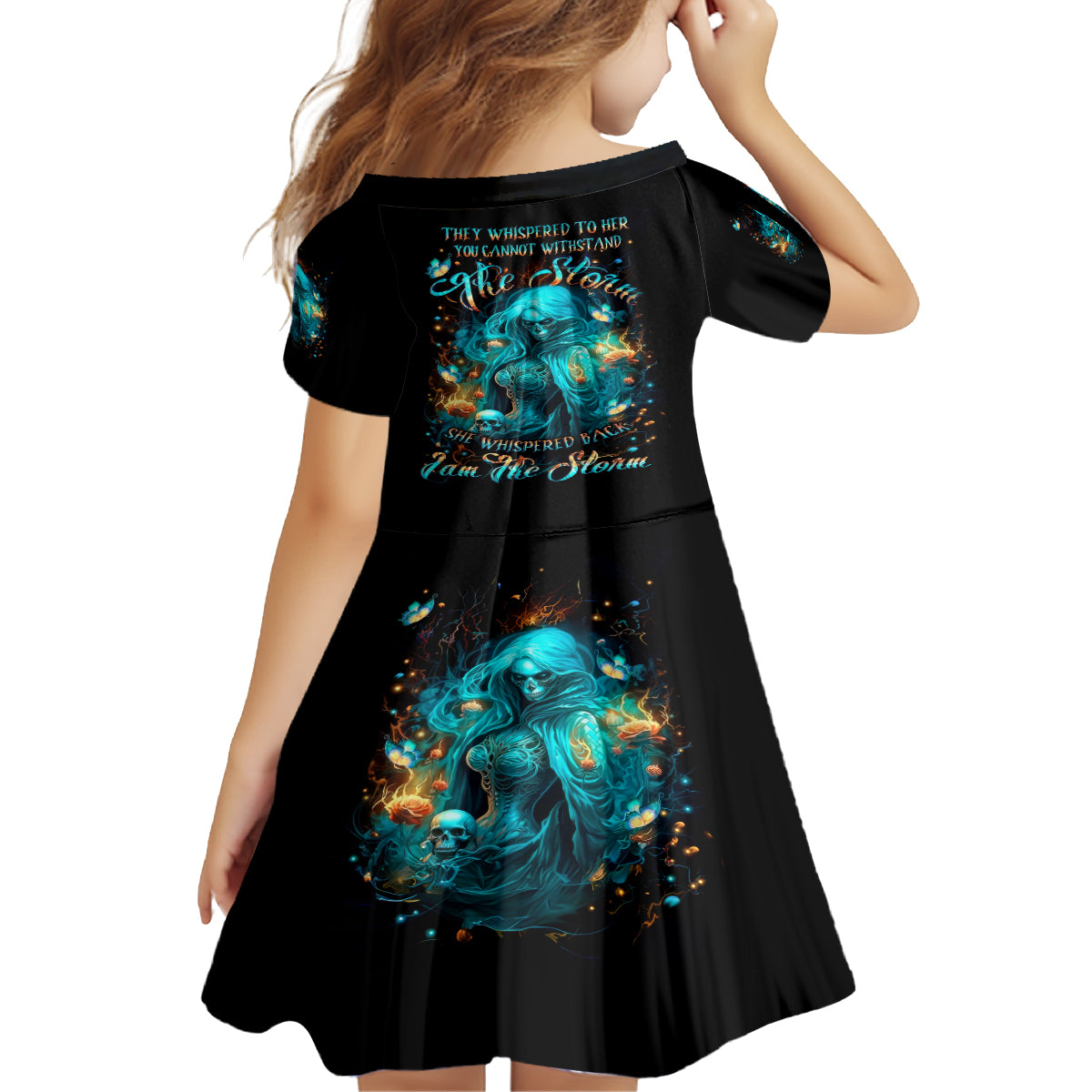 Witch Skull Family Matching Summer Maxi Dress and Hawaiian Shirt She Whispered Back Iam The Storm - Wonder Print Shop