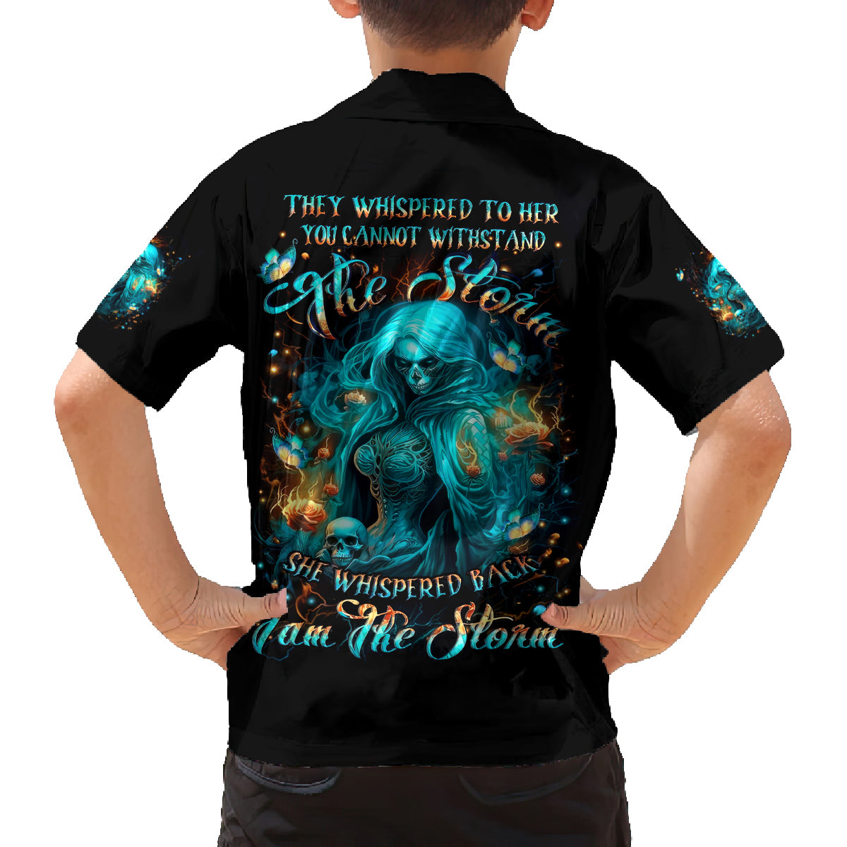Witch Skull Family Matching Tank Maxi Dress and Hawaiian Shirt She Whispered Back Iam The Storm - Wonder Print Shop