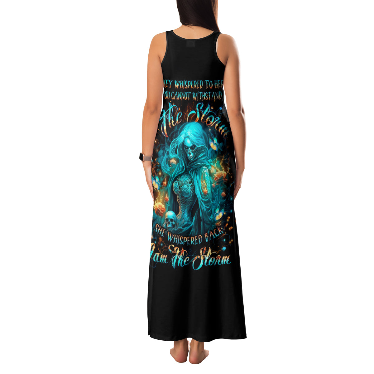 Witch Skull Family Matching Tank Maxi Dress and Hawaiian Shirt She Whispered Back Iam The Storm - Wonder Print Shop