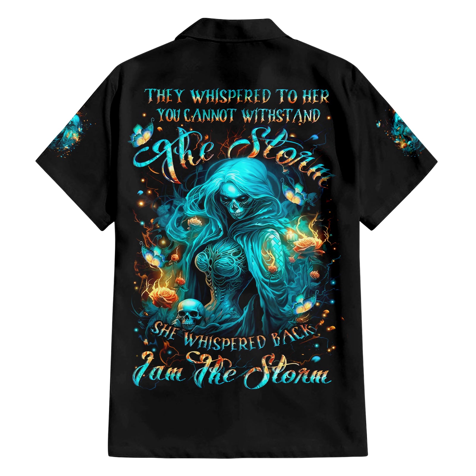 Witch Skull Hawaiian Shirt She Whispered Back Iam The Storm - Wonder Print Shop