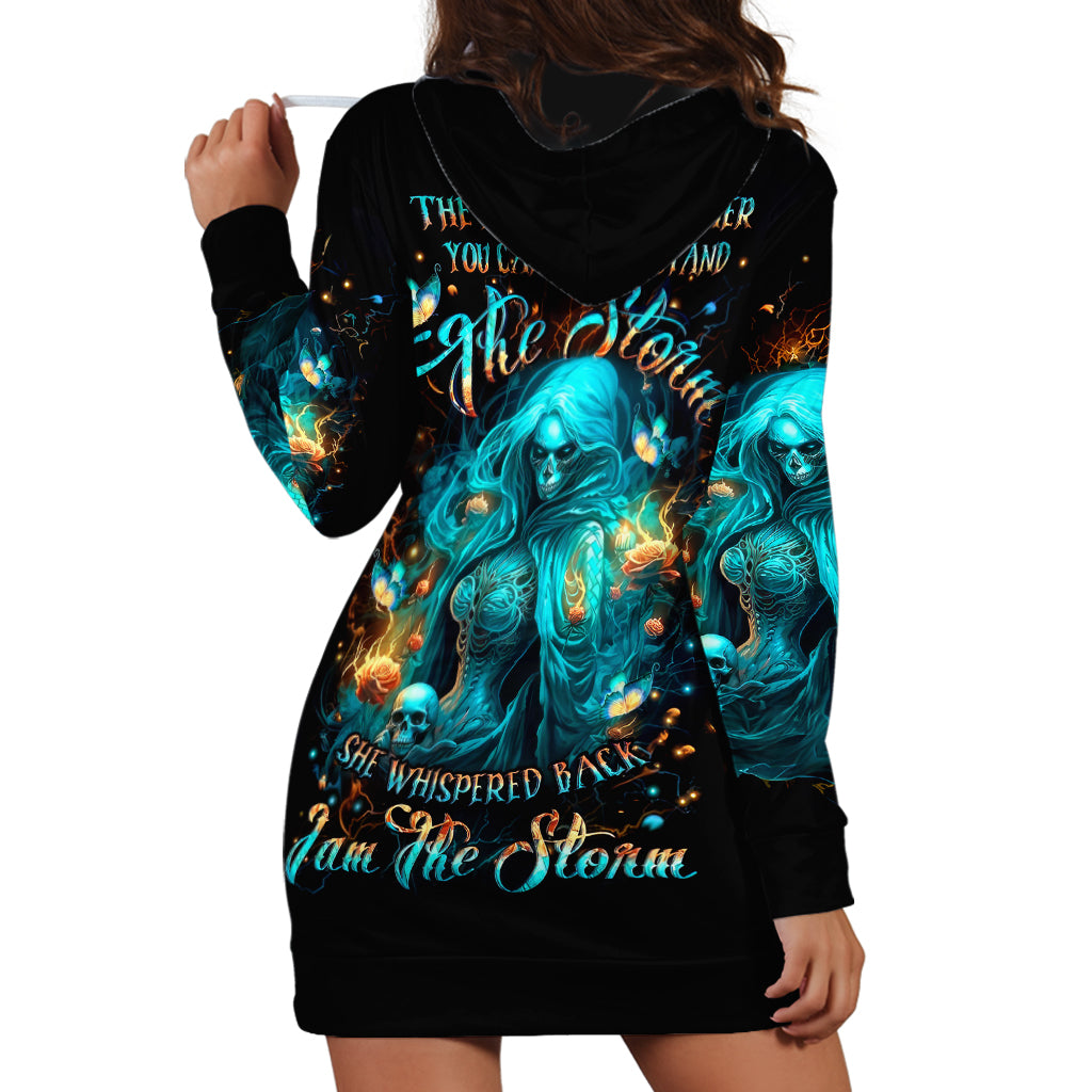 Witch Skull Hoodie Dress She Whispered Back Iam The Storm - Wonder Print Shop
