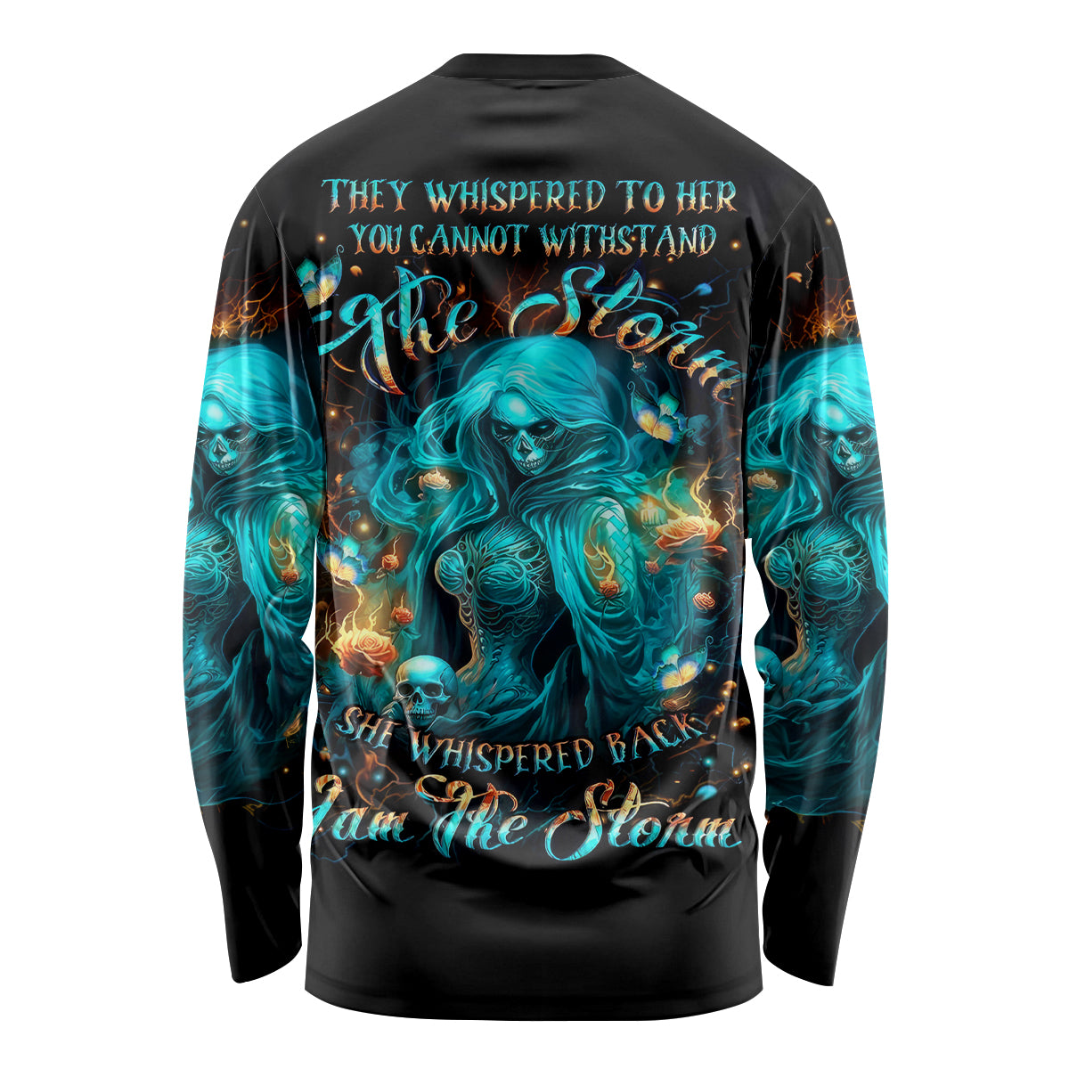 Witch Skull Long Sleeve Shirt She Whispered Back Iam The Storm - Wonder Print Shop