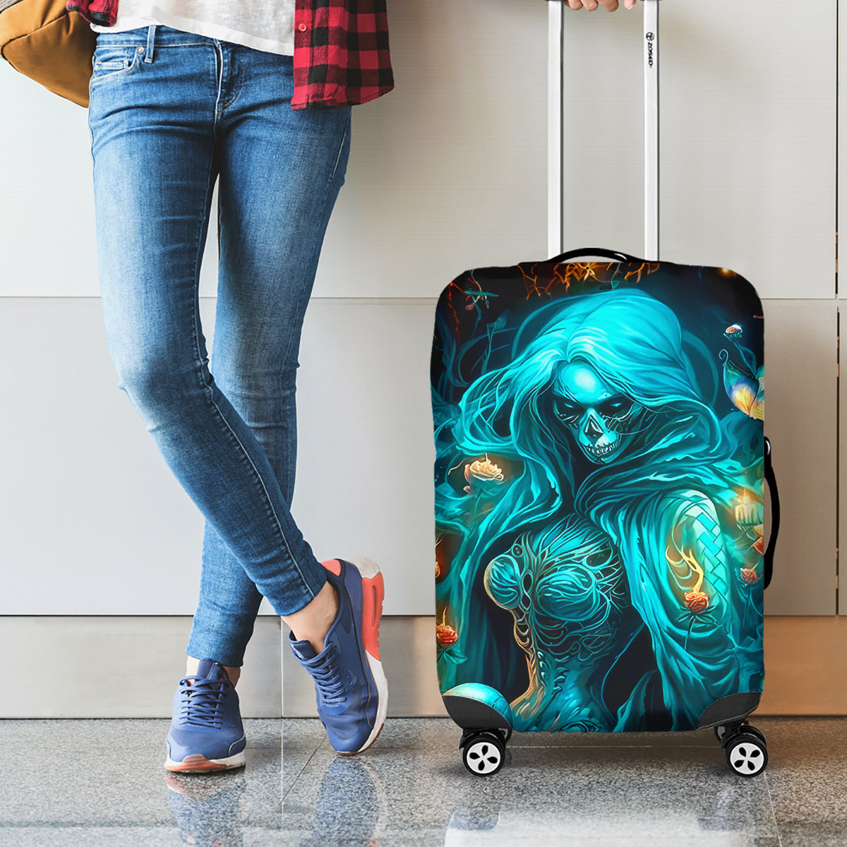 Witch Skull Luggage Cover She Whispered Back Iam The Storm - Wonder Print Shop