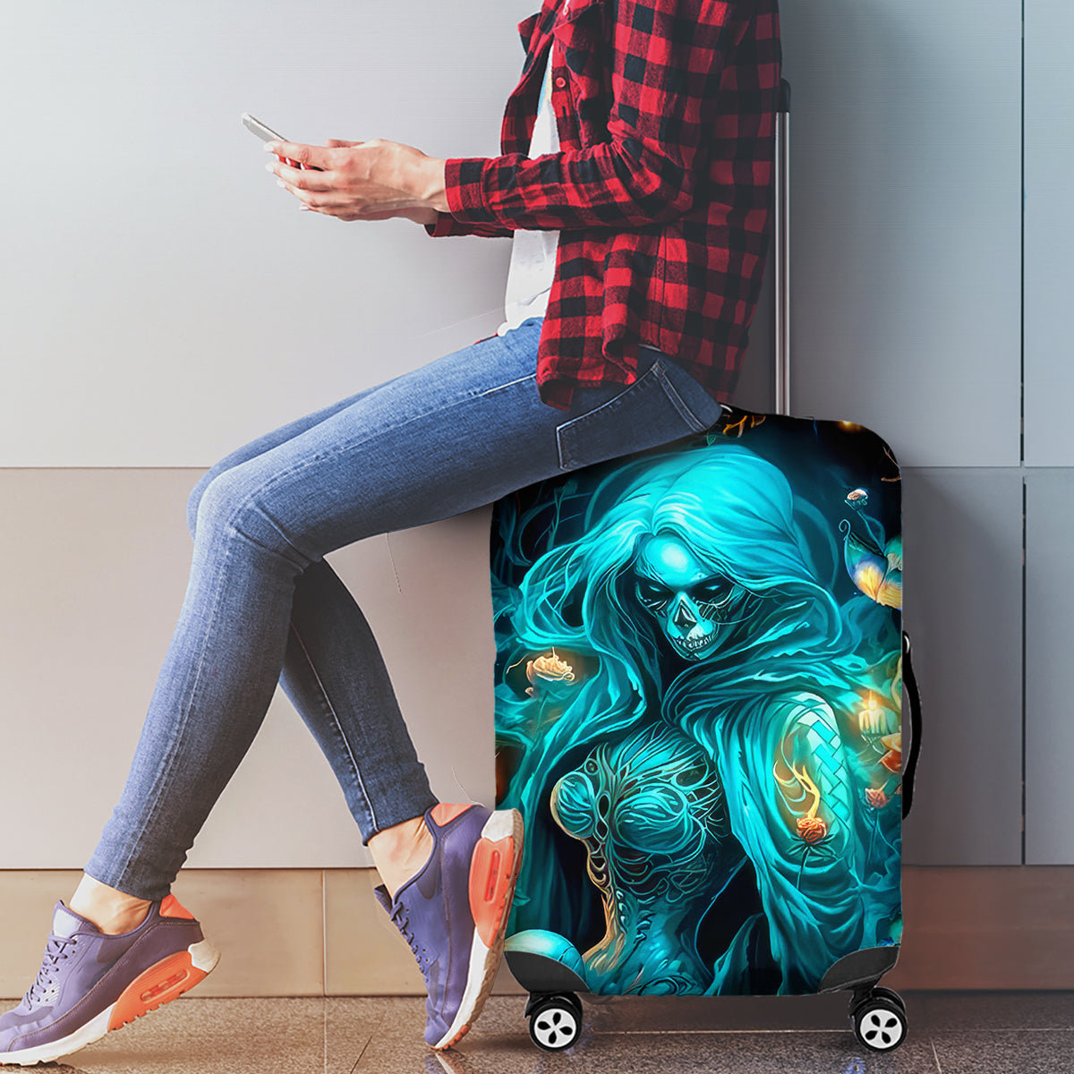 Witch Skull Luggage Cover She Whispered Back Iam The Storm - Wonder Print Shop