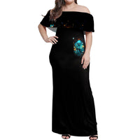 Witch Skull Off Shoulder Maxi Dress She Whispered Back Iam The Storm - Wonder Print Shop