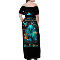 Witch Skull Off Shoulder Maxi Dress She Whispered Back Iam The Storm - Wonder Print Shop