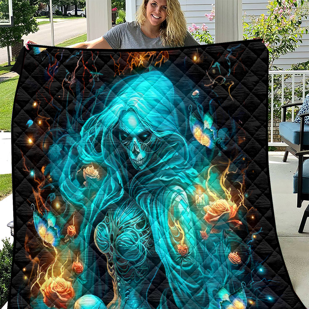 Witch Skull Quilt She Whispered Back Iam The Storm - Wonder Print Shop
