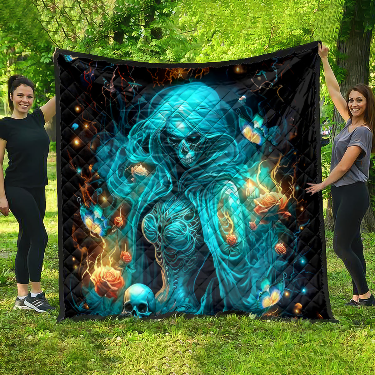 Witch Skull Quilt She Whispered Back Iam The Storm - Wonder Print Shop