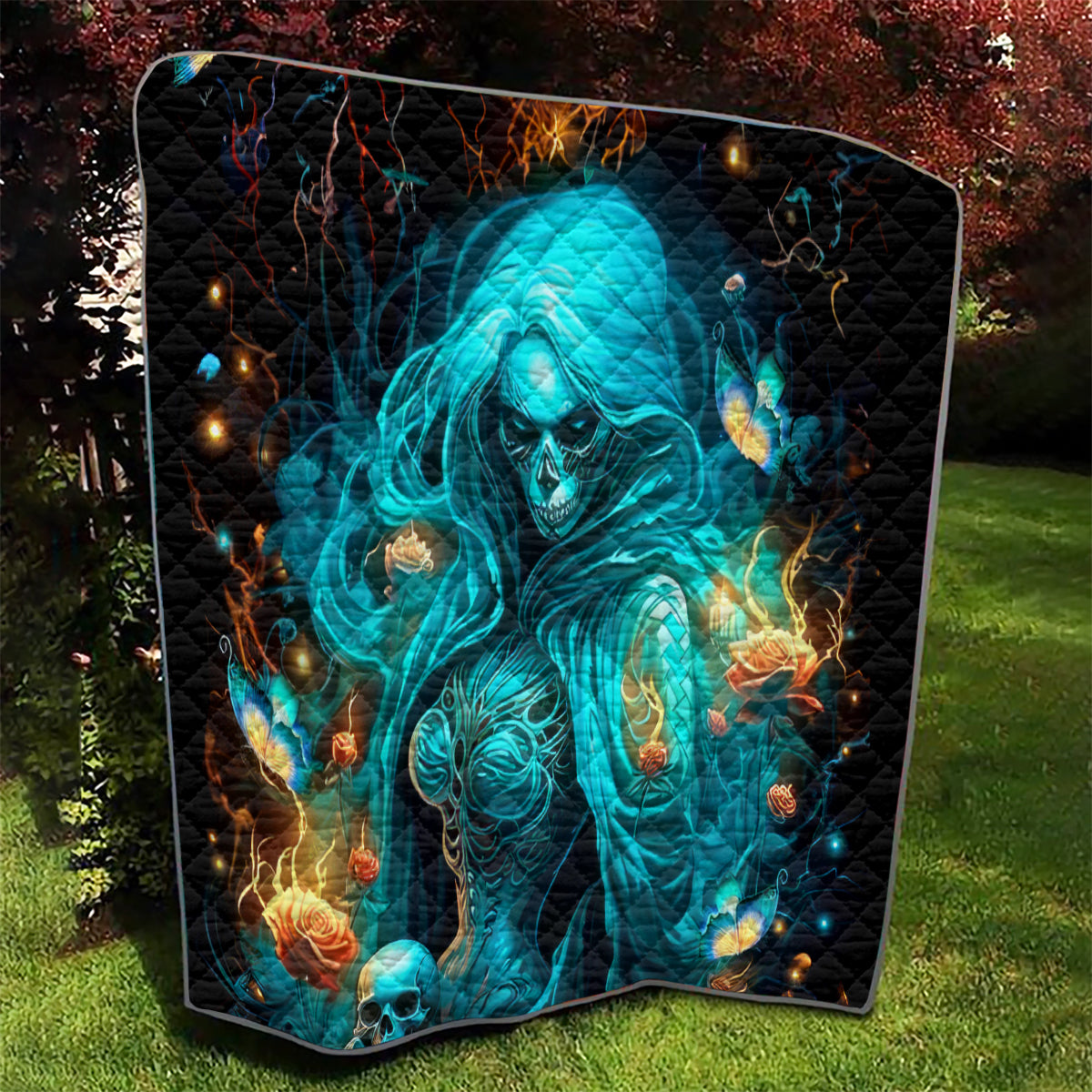 Witch Skull Quilt She Whispered Back Iam The Storm - Wonder Print Shop