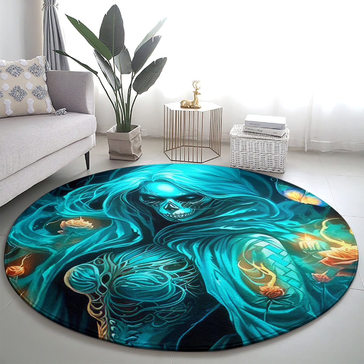 Witch Skull Round Carpet She Whispered Back Iam The Storm