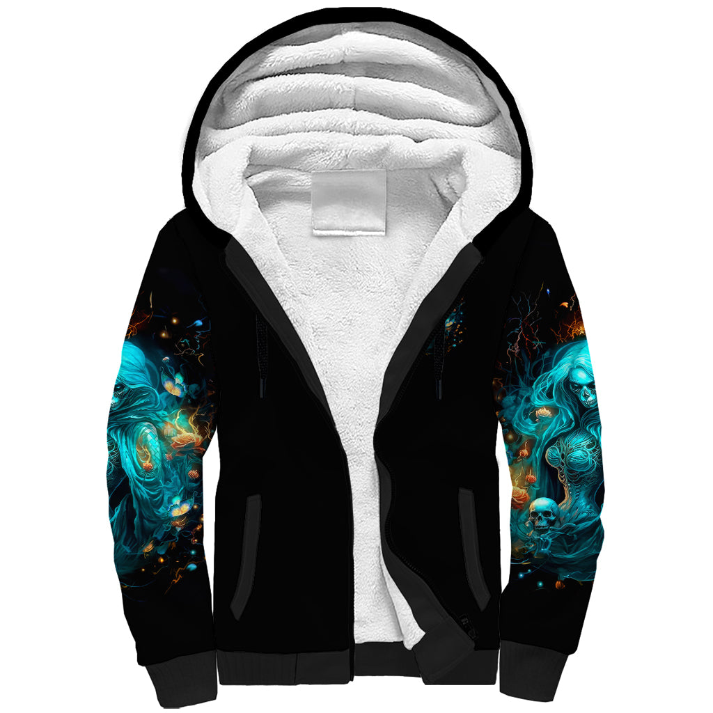 Witch Skull Sherpa Hoodie She Whispered Back Iam The Storm - Wonder Print Shop