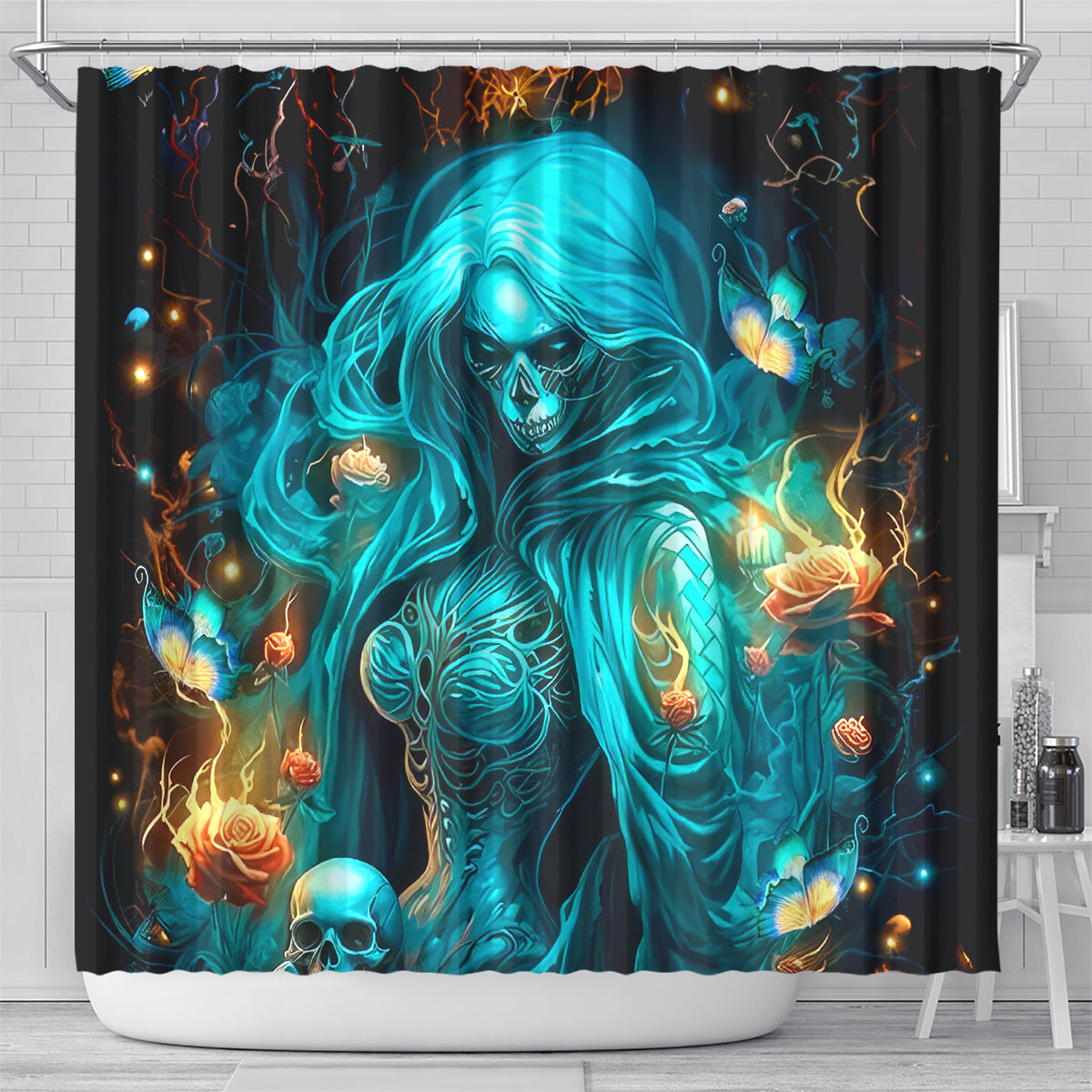 Witch Skull Shower Curtain She Whispered Back Iam The Storm