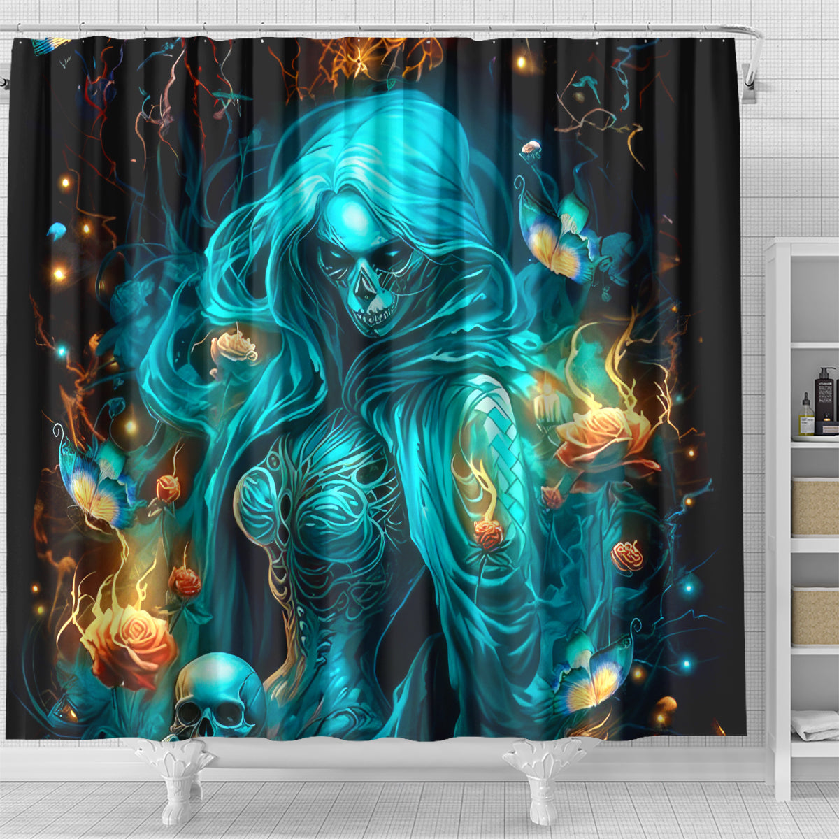 Witch Skull Shower Curtain She Whispered Back Iam The Storm