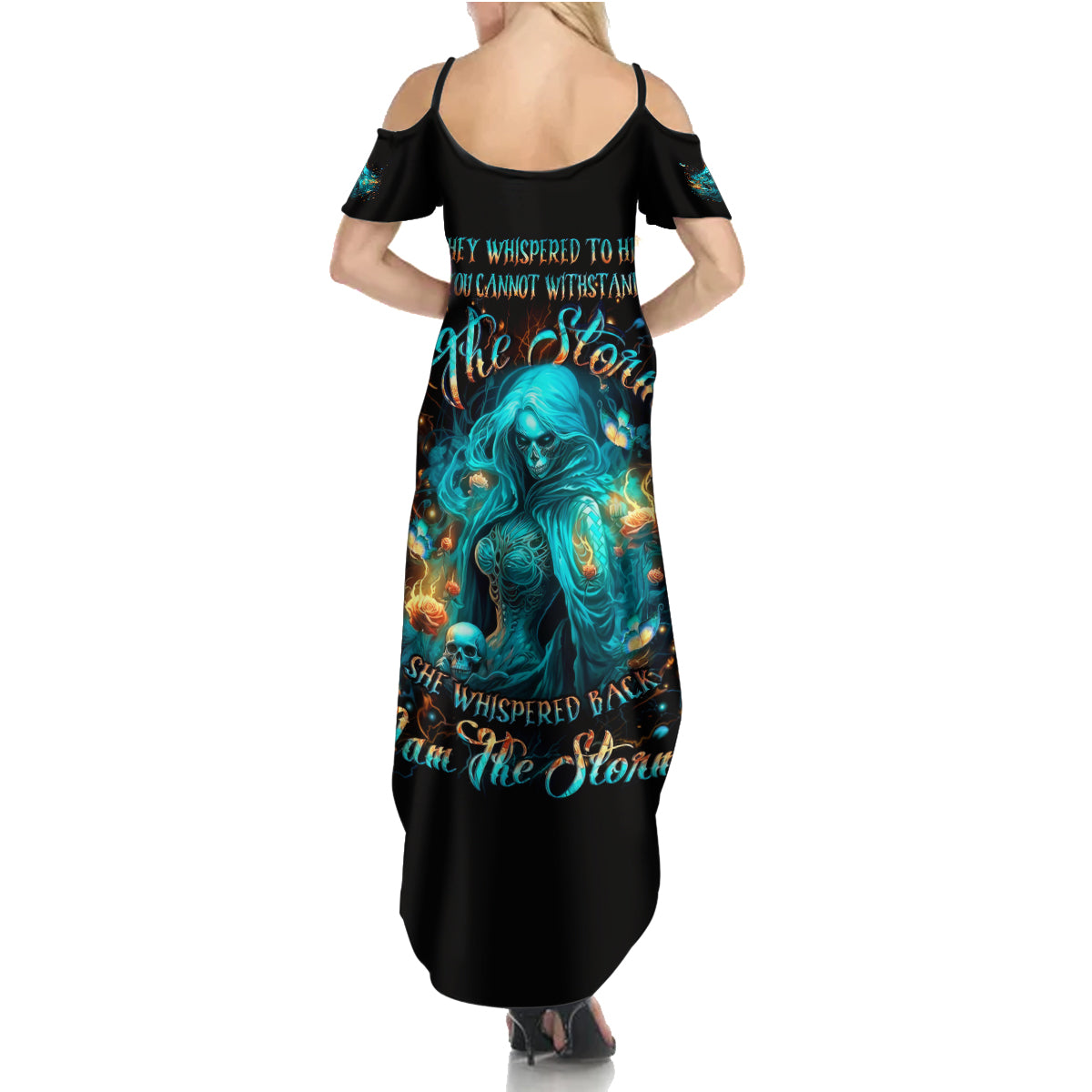 Witch Skull Summer Maxi Dress She Whispered Back Iam The Storm - Wonder Print Shop