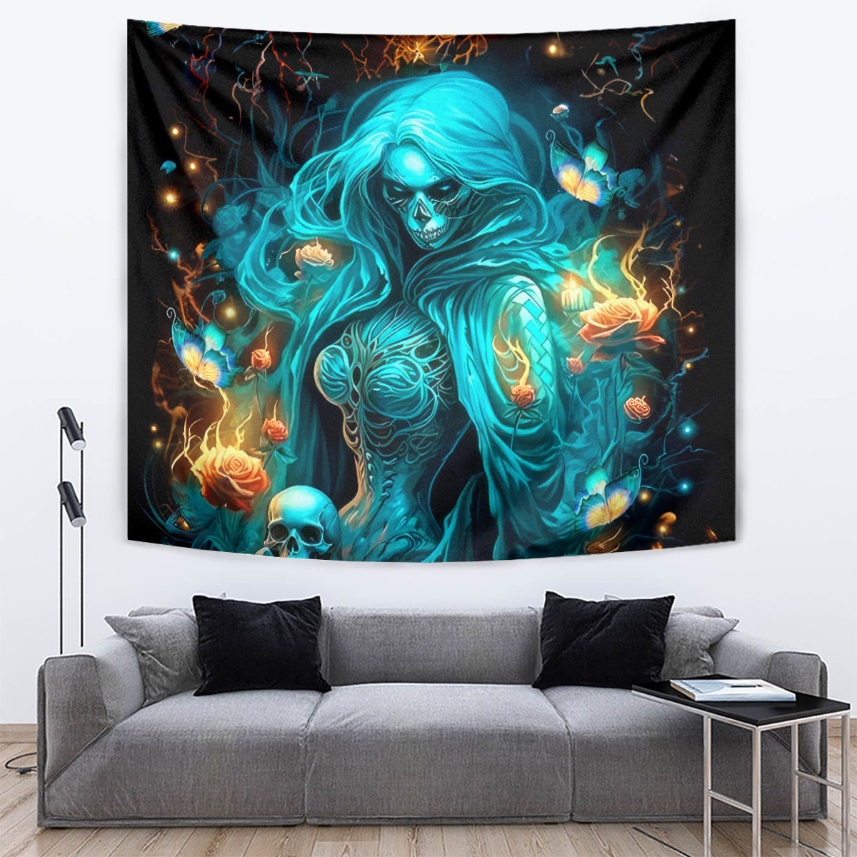 Witch Skull Tapestry She Whispered Back Iam The Storm - Wonder Print Shop
