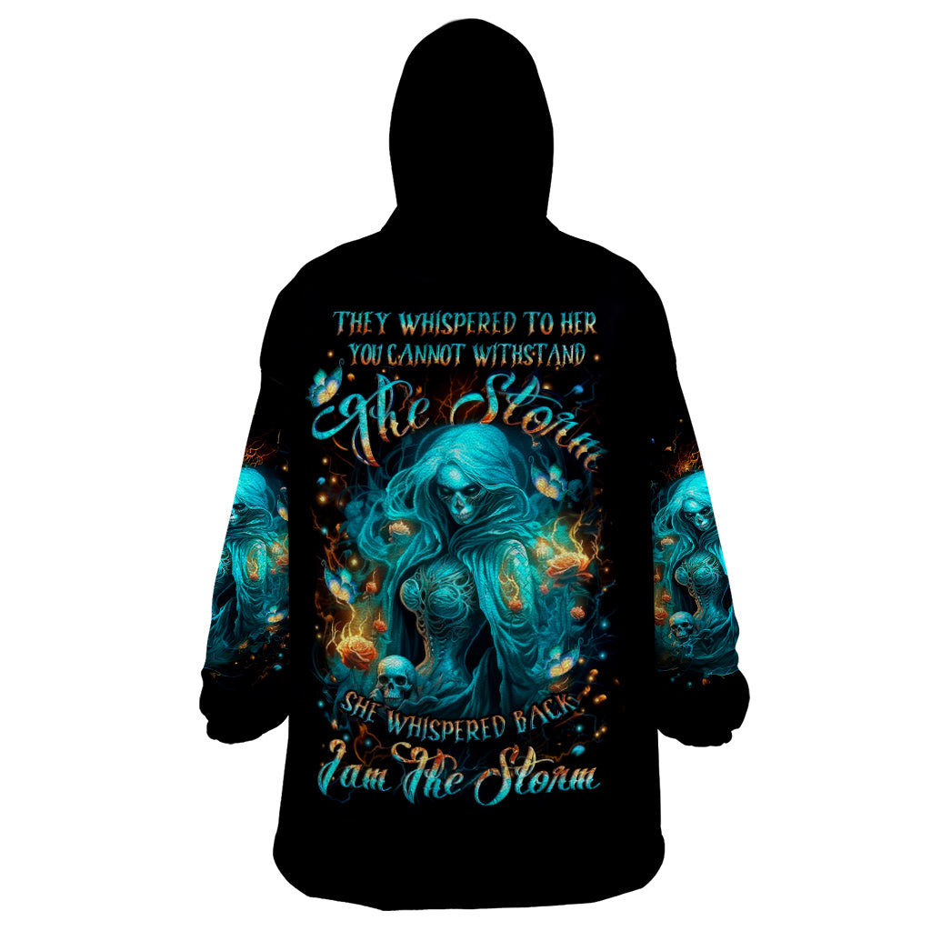 Witch Skull Wearable Blanket Hoodie She Whispered Back Iam The Storm - Wonder Print Shop
