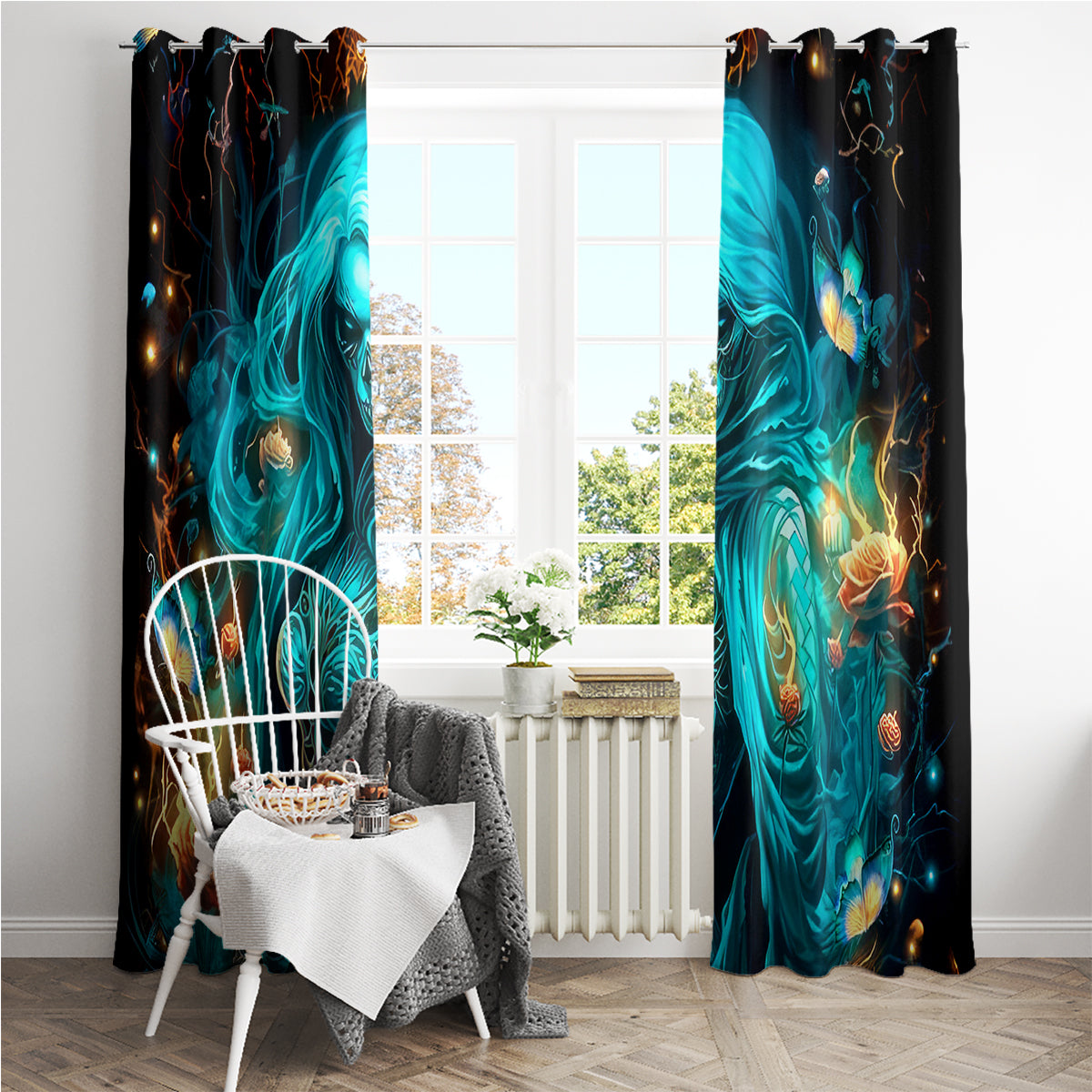 Witch Skull Window Curtain She Whispered Back Iam The Storm - Wonder Print Shop