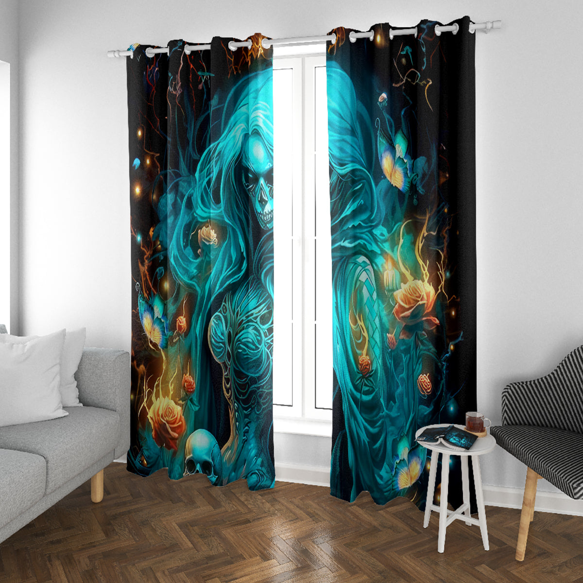 Witch Skull Window Curtain She Whispered Back Iam The Storm - Wonder Print Shop