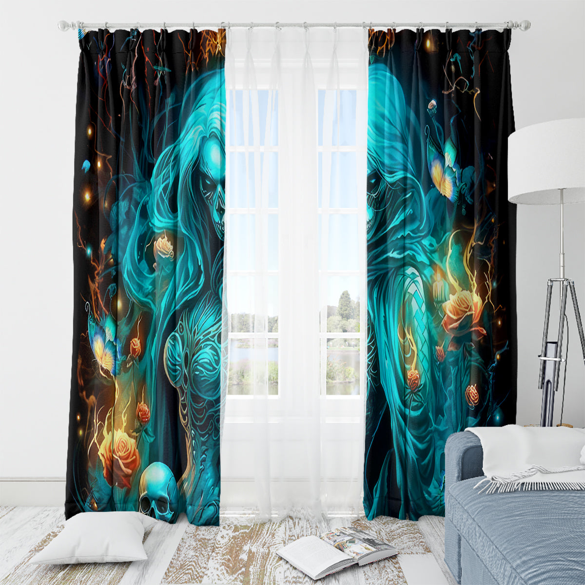 Witch Skull Window Curtain She Whispered Back Iam The Storm - Wonder Print Shop