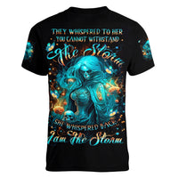 Witch Skull Women V Neck T Shirt She Whispered Back Iam The Storm - Wonder Print Shop