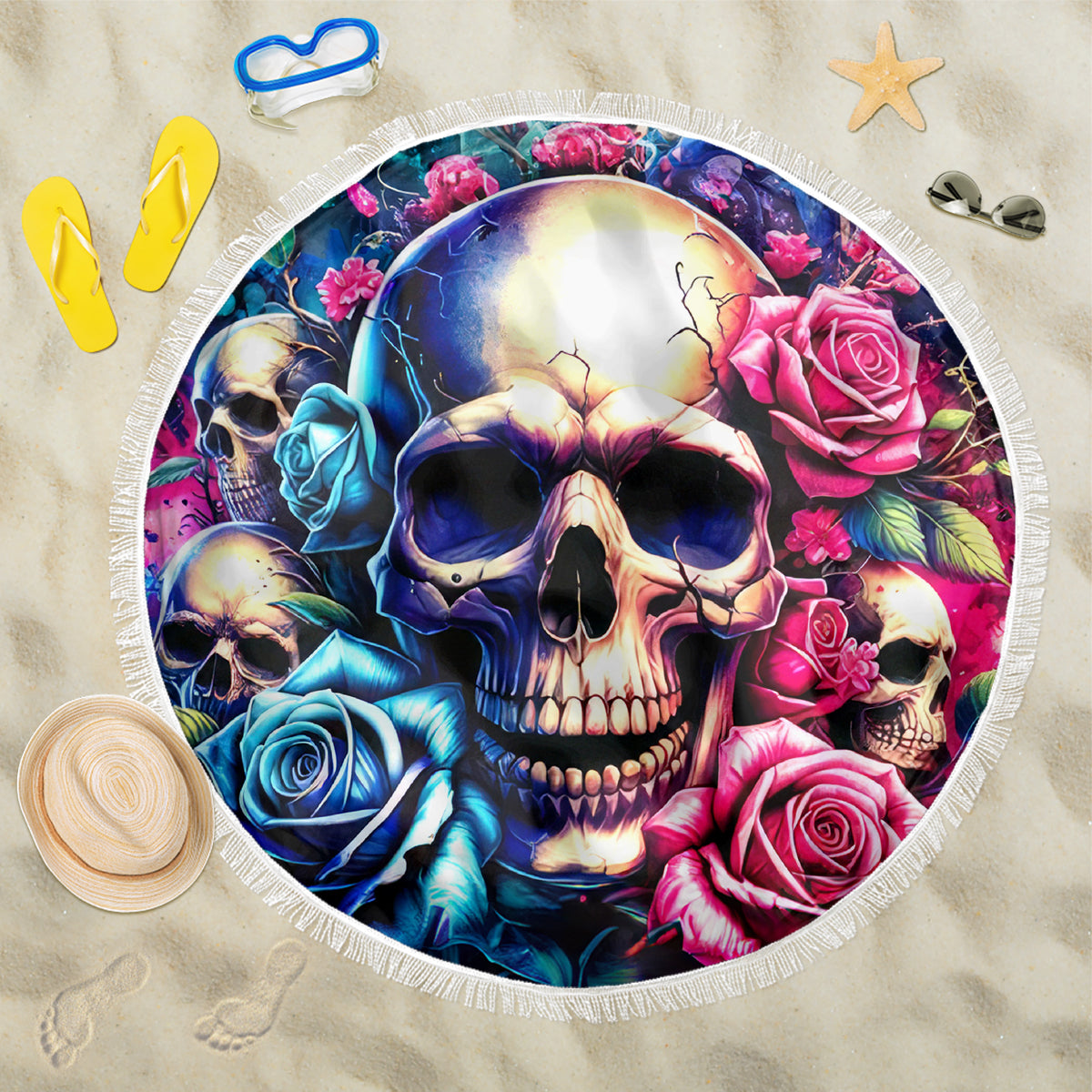 Rose Skull Beach Blanket Assuming I Was Like Most Girls Was Your First Mistake - Wonder Print Shop