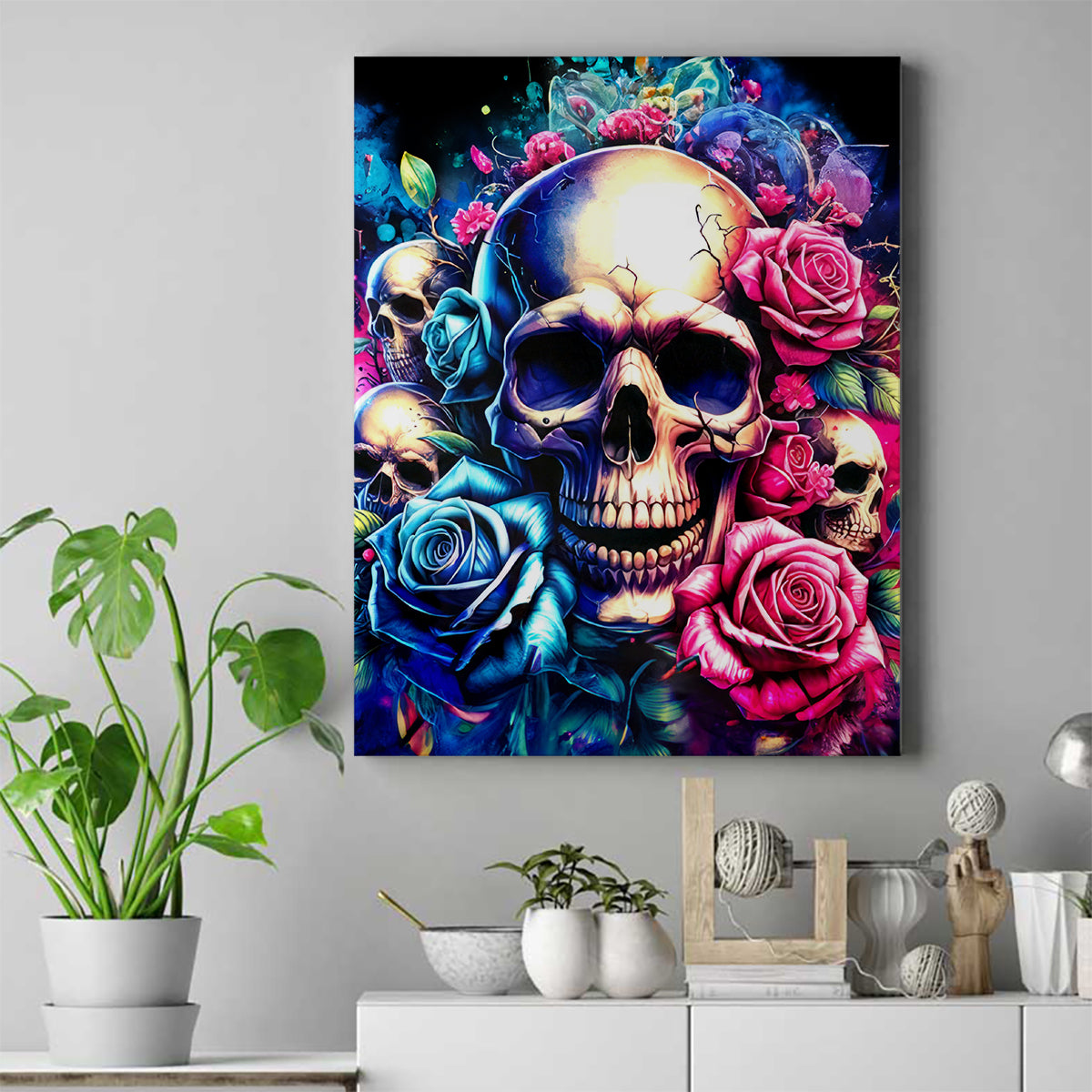 Rose Skull Canvas Wall Art Assuming I Was Like Most Girls Was Your First Mistake - Wonder Print Shop