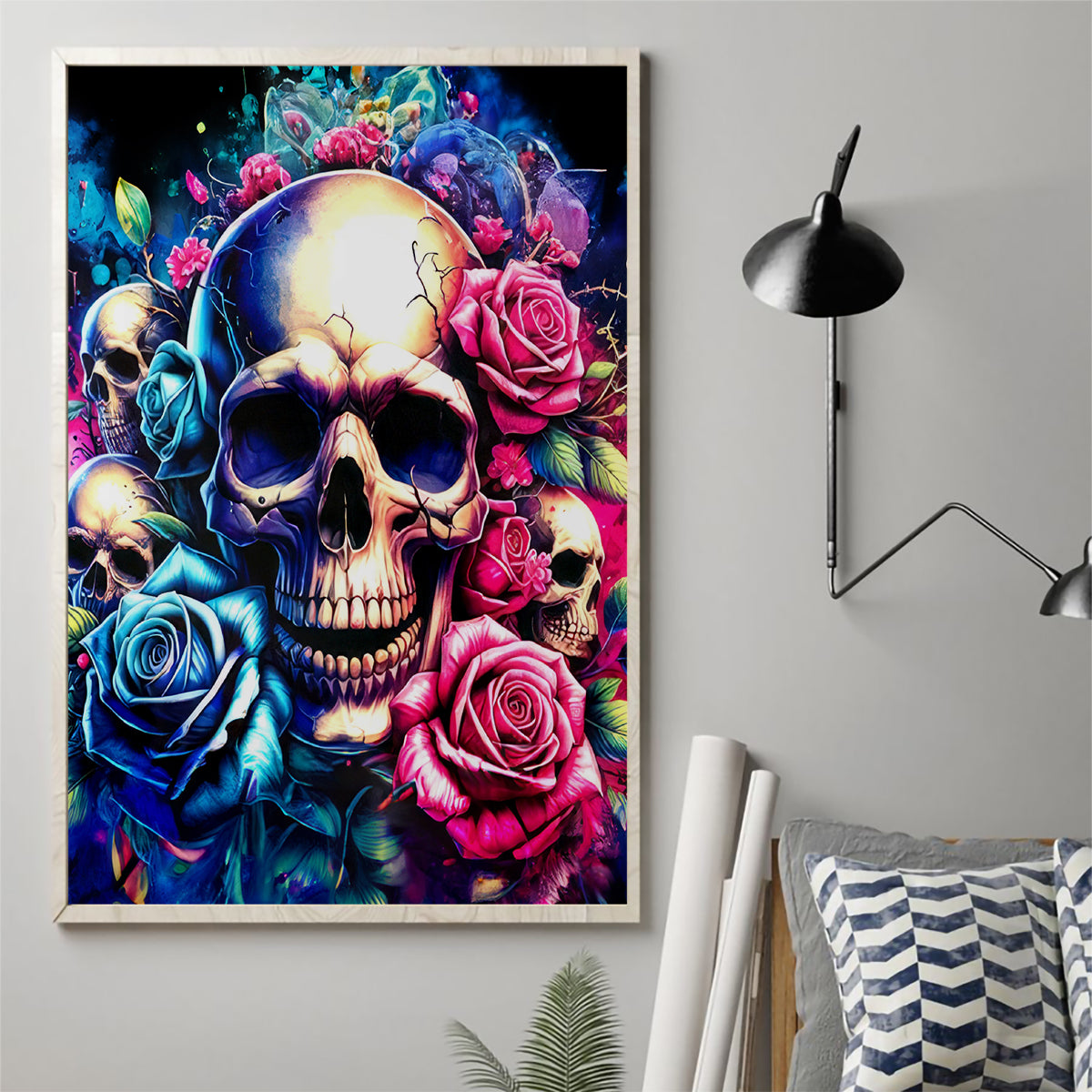 Rose Skull Canvas Wall Art Assuming I Was Like Most Girls Was Your First Mistake - Wonder Print Shop