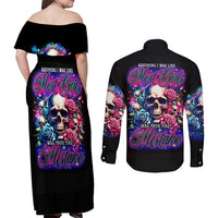 Rose Skull Couples Matching Off Shoulder Maxi Dress and Long Sleeve Button Shirt Assuming I Was Like Most Girls Was Your First Mistake - Wonder Print Shop