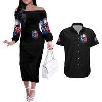 Rose Skull Couples Matching Off The Shoulder Long Sleeve Dress and Hawaiian Shirt Assuming I Was Like Most Girls Was Your First Mistake - Wonder Print Shop