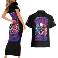 Rose Skull Couples Matching Short Sleeve Bodycon Dress and Hawaiian Shirt Assuming I Was Like Most Girls Was Your First Mistake - Wonder Print Shop