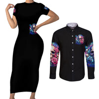Rose Skull Couples Matching Short Sleeve Bodycon Dress and Long Sleeve Button Shirt Assuming I Was Like Most Girls Was Your First Mistake - Wonder Print Shop
