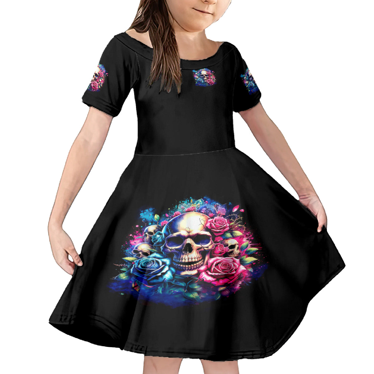 Rose Skull Family Matching Long Sleeve Bodycon Dress and Hawaiian Shirt Assuming I Was Like Most Girls Was Your First Mistake - Wonder Print Shop