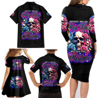 Rose Skull Family Matching Long Sleeve Bodycon Dress and Hawaiian Shirt Assuming I Was Like Most Girls Was Your First Mistake - Wonder Print Shop