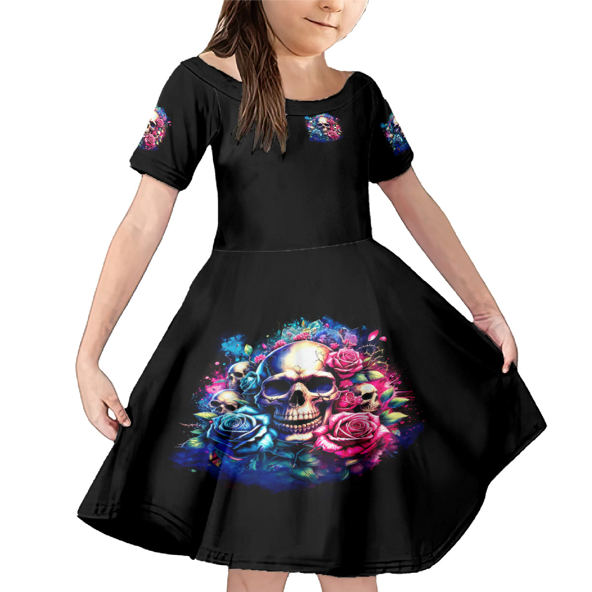 Rose Skull Family Matching Mermaid Dress and Hawaiian Shirt Assuming I Was Like Most Girls Was Your First Mistake - Wonder Print Shop