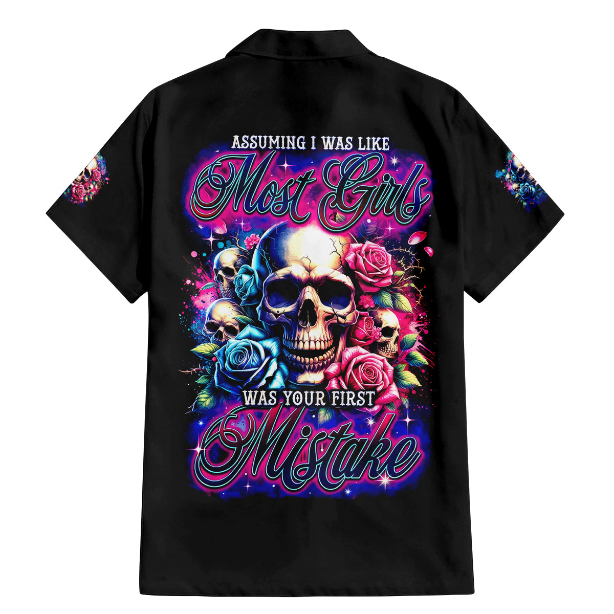 Rose Skull Family Matching Mermaid Dress and Hawaiian Shirt Assuming I Was Like Most Girls Was Your First Mistake - Wonder Print Shop