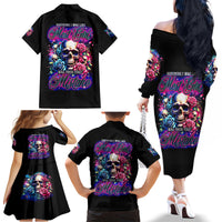 Rose Skull Family Matching Off Shoulder Long Sleeve Dress and Hawaiian Shirt Assuming I Was Like Most Girls Was Your First Mistake - Wonder Print Shop