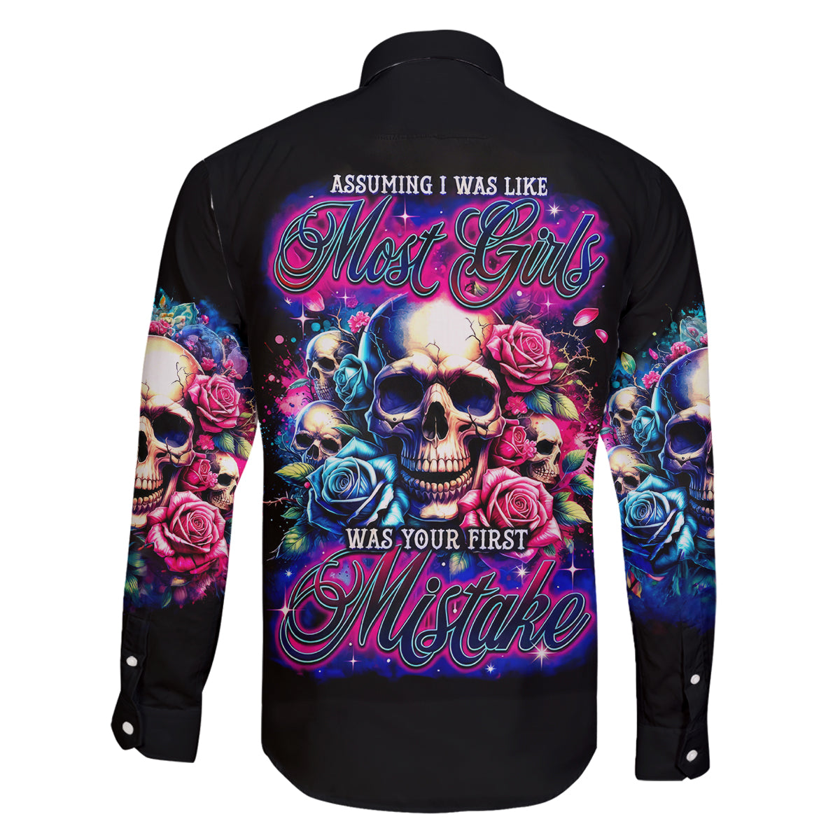 Rose Skull Family Matching Puletasi and Hawaiian Shirt Assuming I Was Like Most Girls Was Your First Mistake - Wonder Print Shop