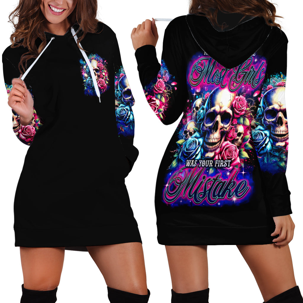 Rose Skull Hoodie Dress Assuming I Was Like Most Girls Was Your First Mistake - Wonder Print Shop